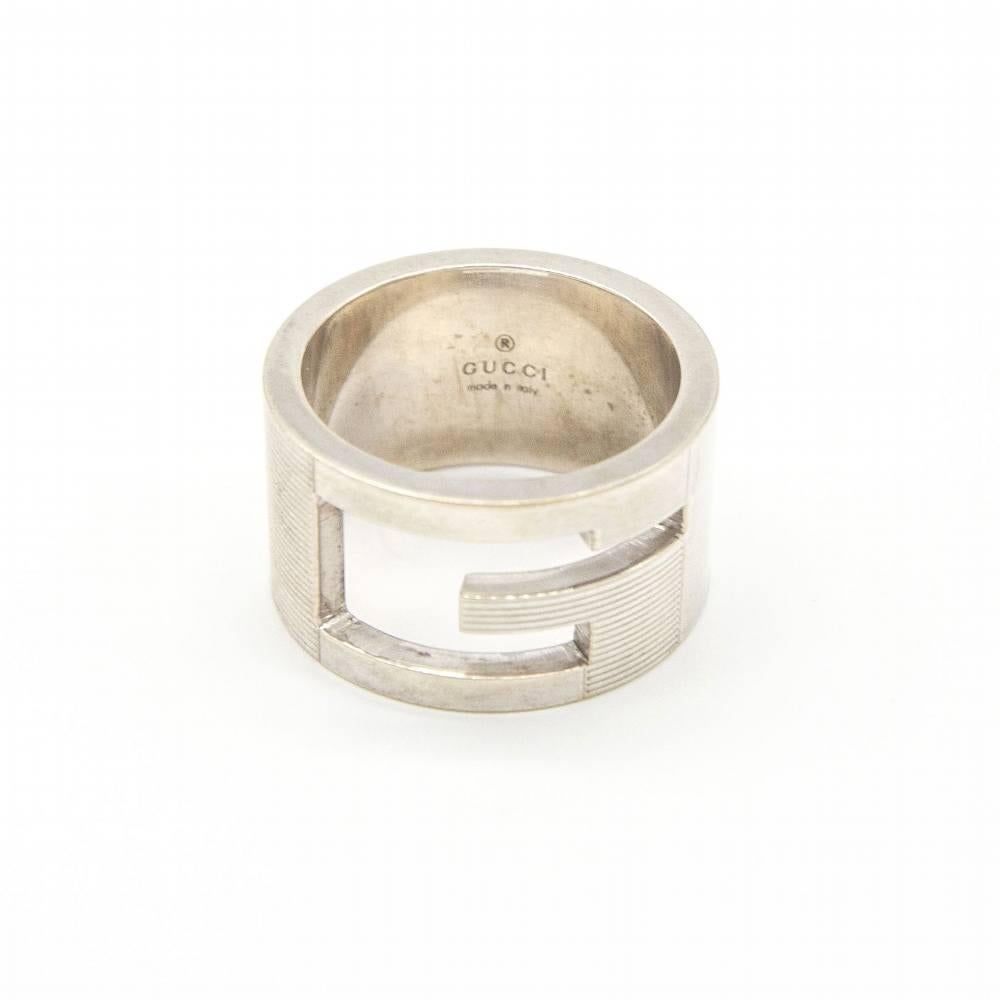 GUCCI Initial G ring in silver For Sale 2