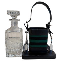 Gucci Inspired Leather 
Crystal Desk Set, Italy, 1970s