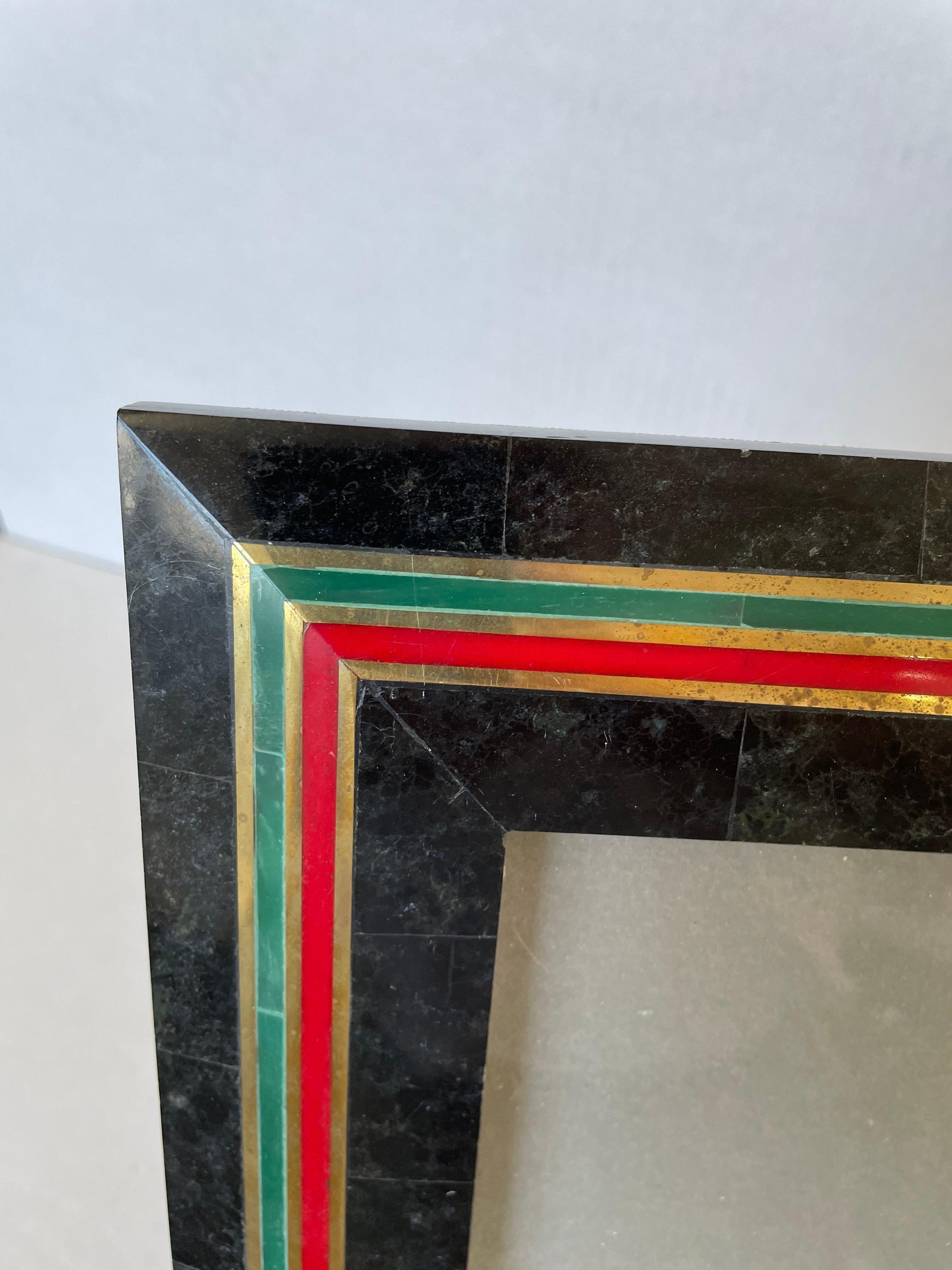Gucci Inspired Tessellated Marble and Brass Picture Frame For Sale 4