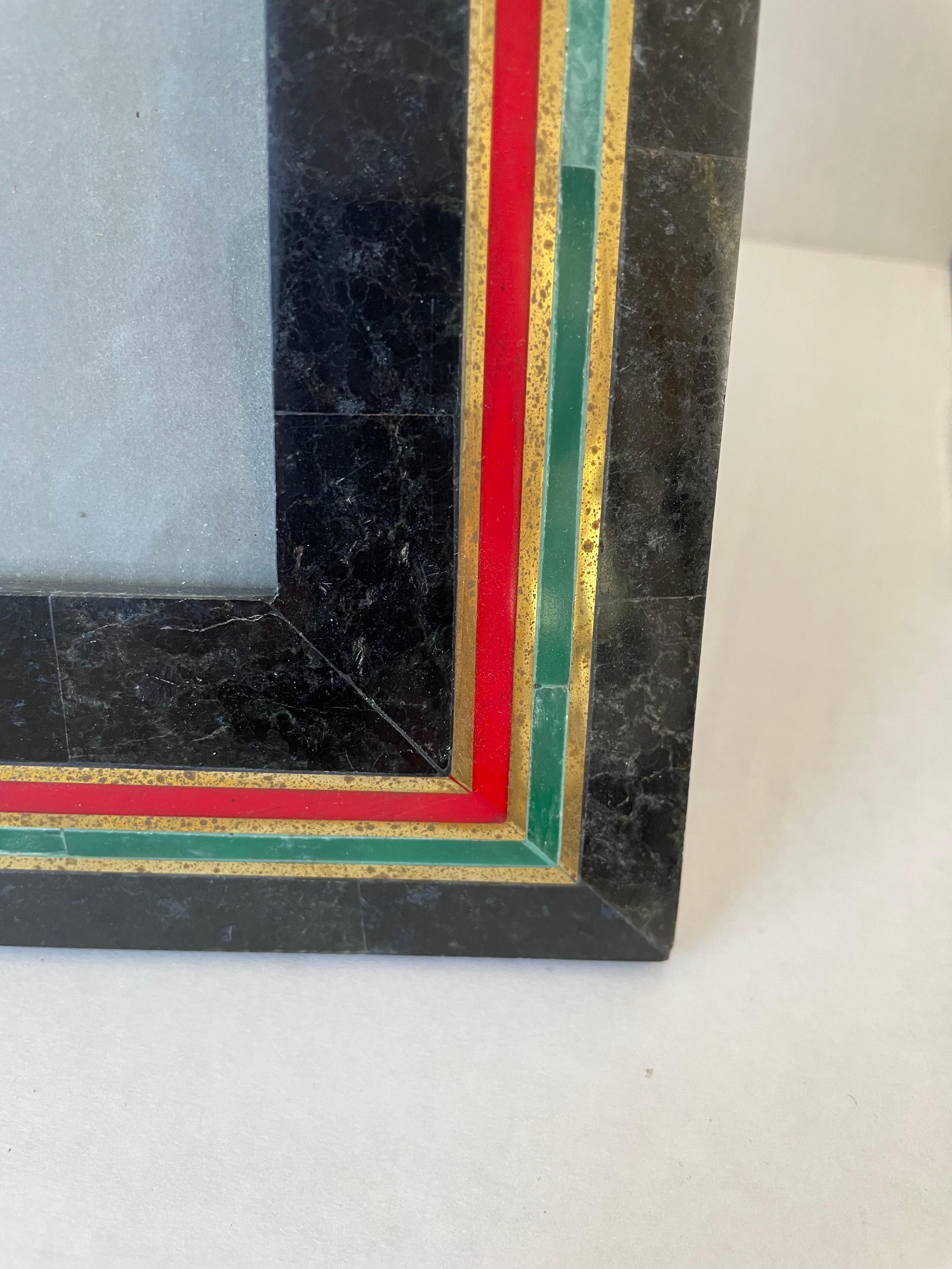 Gucci Inspired Tessellated Marble and Brass Picture Frame For Sale 7
