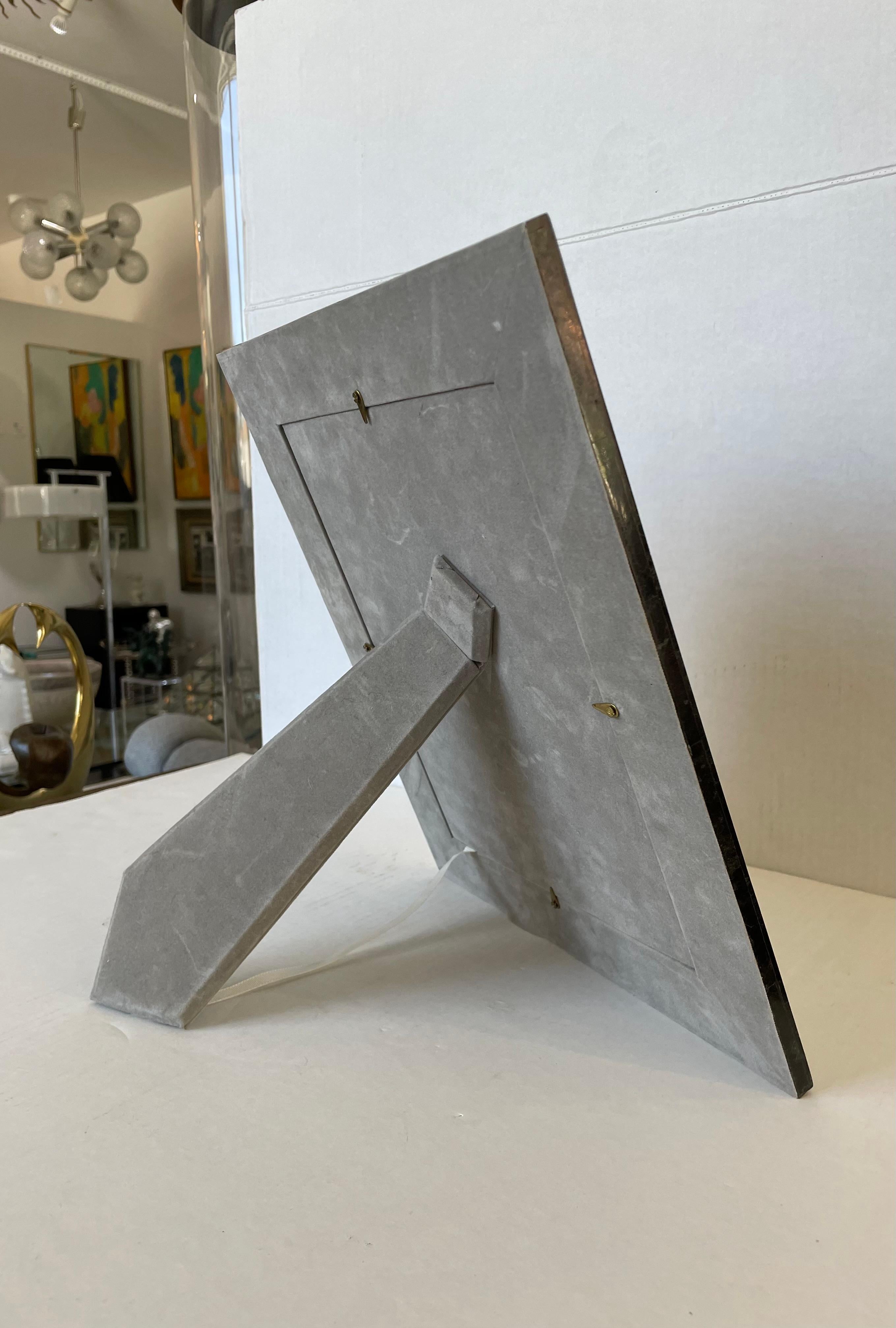 20th Century Gucci Inspired Tessellated Marble and Brass Picture Frame For Sale