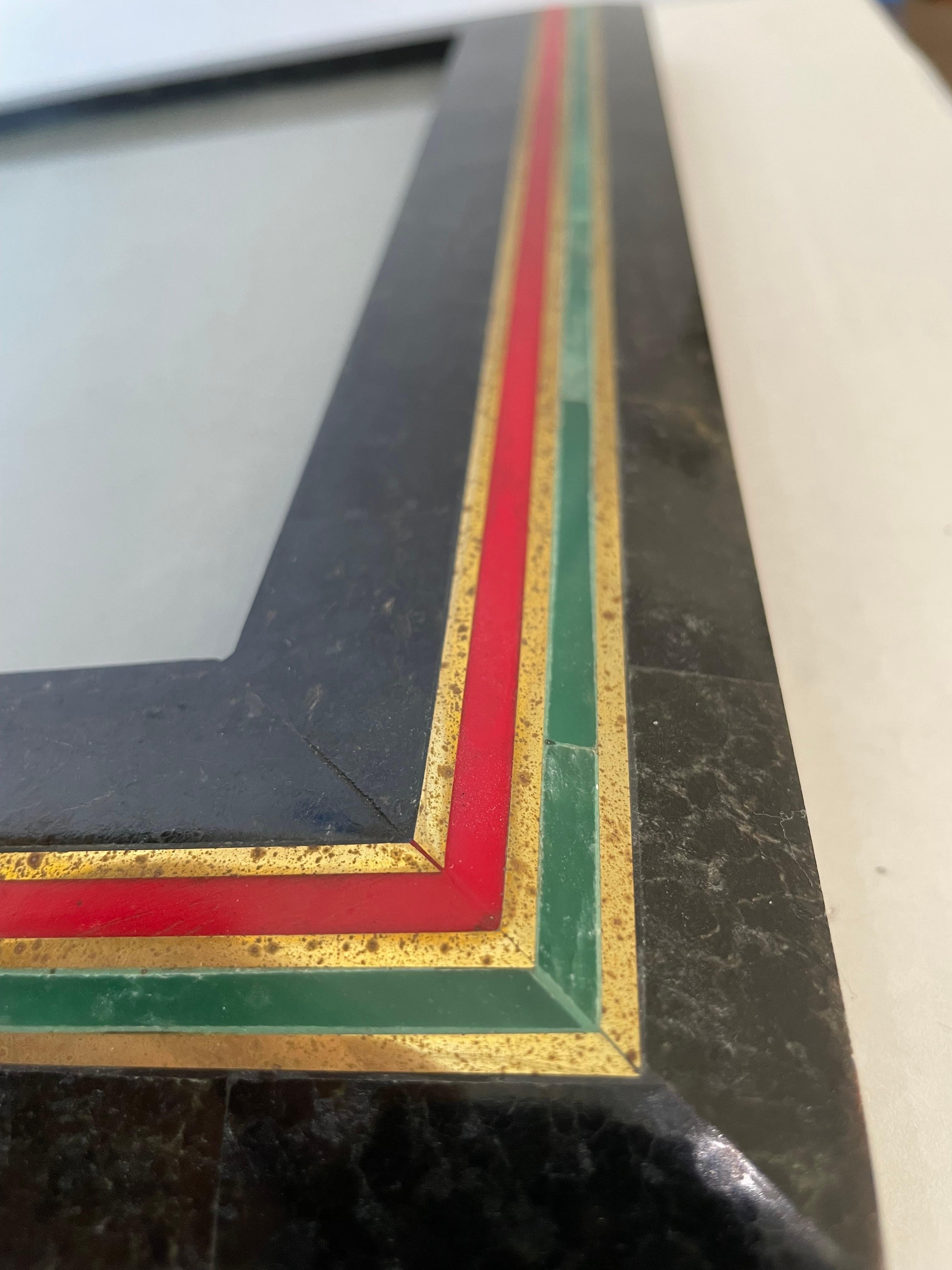 Gucci Inspired Tessellated Marble and Brass Picture Frame For Sale 2