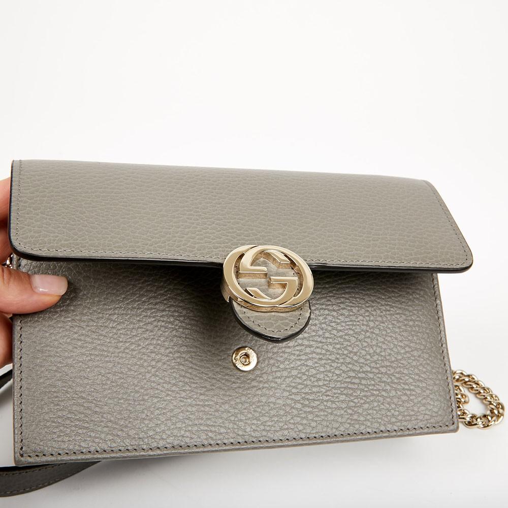 Gucci Interlock Wallet On Chain with Grey Leather 3