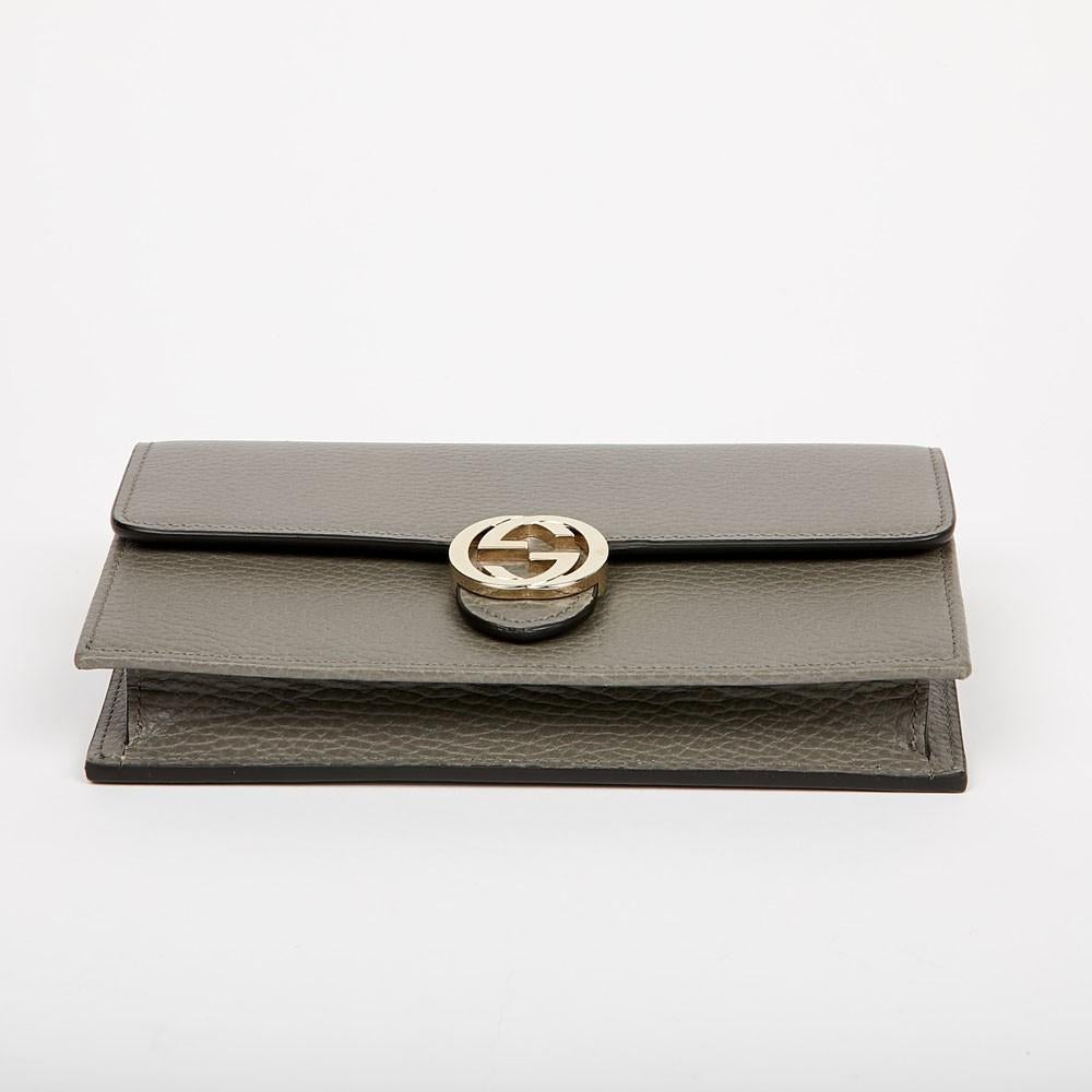 Gucci Interlock Wallet On Chain with Grey Leather 1