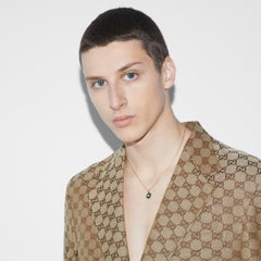 Gucci Interlocking 18ct Rose Gold Green Agate Necklace YBB789340002