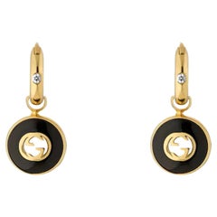 Gucci Pendientes de aro con ónix negro y oro amarillo de 18 ct YBD786563001