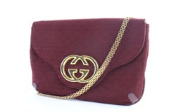 Gucci Interlocking Chain Flap 3gr0515 Burgundy Coated Canvas Cross Body Bag