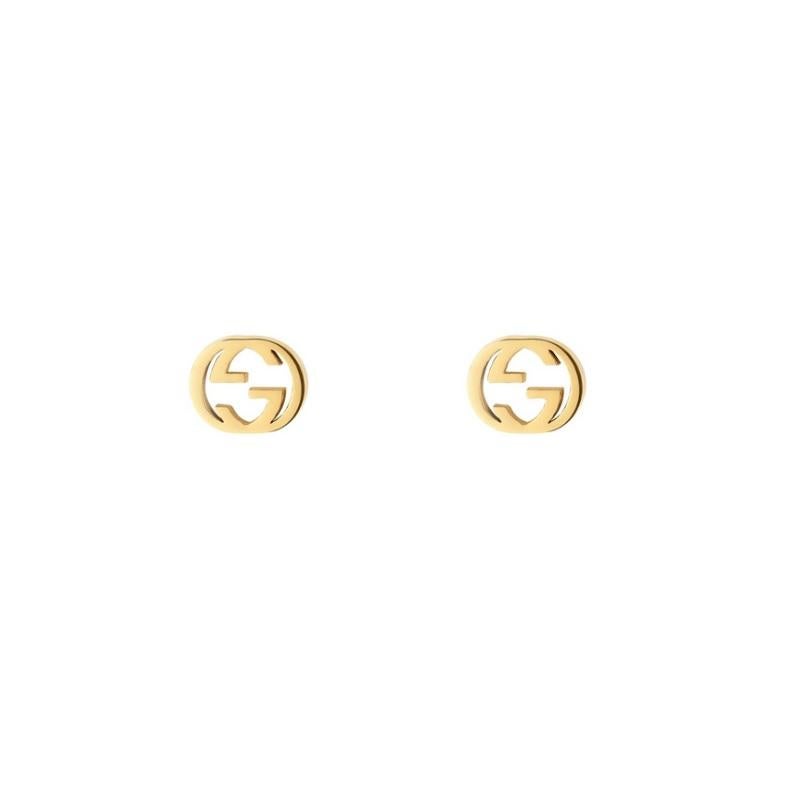 Gucci Interlocking G 18ct Yellow Gold Stud Earrings YBD662111001 In New Condition In Wilmington, DE
