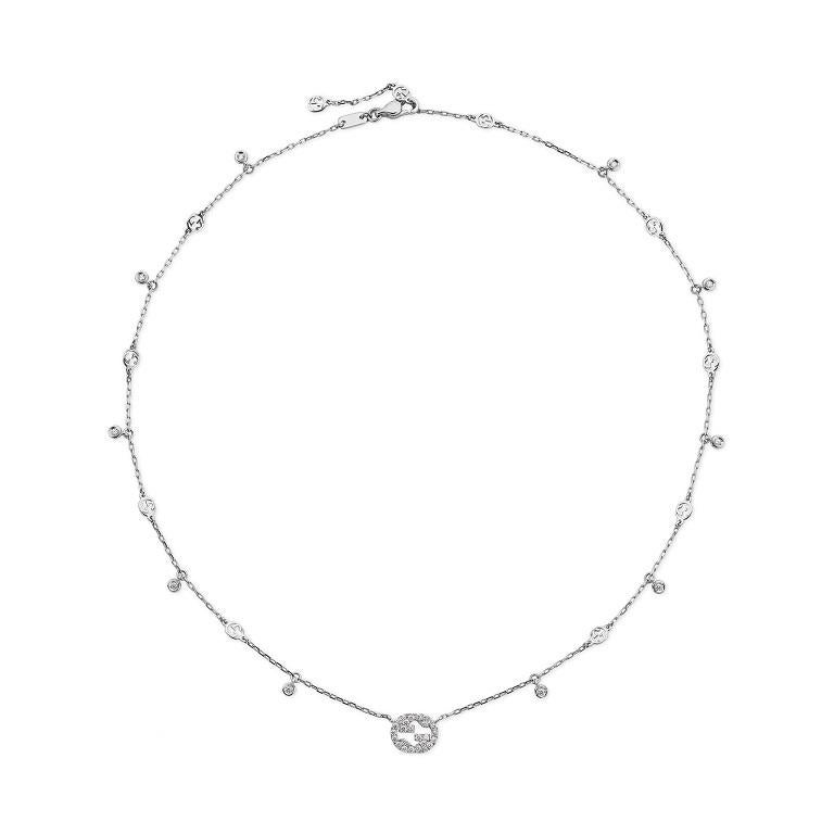 Gucci Collana con diamanti da 0,252 carati in oro bianco 18 carati YBB729402003 In condizioni Nuovo in vendita a Wilmington, DE