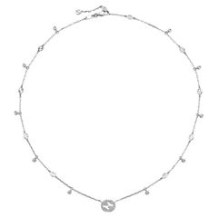 Gucci Interlocking G 18K White Gold 0.252CT Diamond Necklace YBB729402003