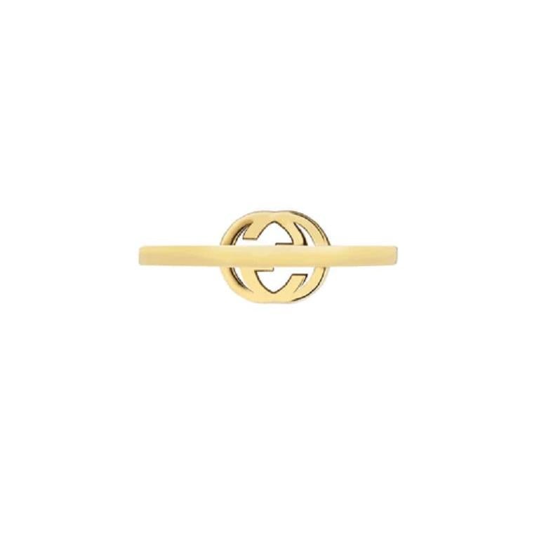 Gucci Interlocking G 18K Yellow Gold 0.12 Carat Diamong Ring YBC729412002 In New Condition For Sale In Wilmington, DE