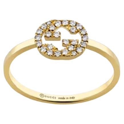Gucci Interlocking G 18K Yellow Gold 0.12 Carat Diamong Ring YBC729412002 For Sale