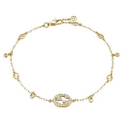 Gucci Interlocking G 18K Yellow Gold 0.20CT Diamond Bracelet YBA729403002