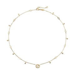 Gucci Interlocking G 18K Yellow Gold 0.252CT Diamond Necklace YBB729402002