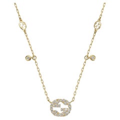 Gucci Interlocking G 18K Yellow Gold 0.252CT Diamond Necklace YBB729402002
