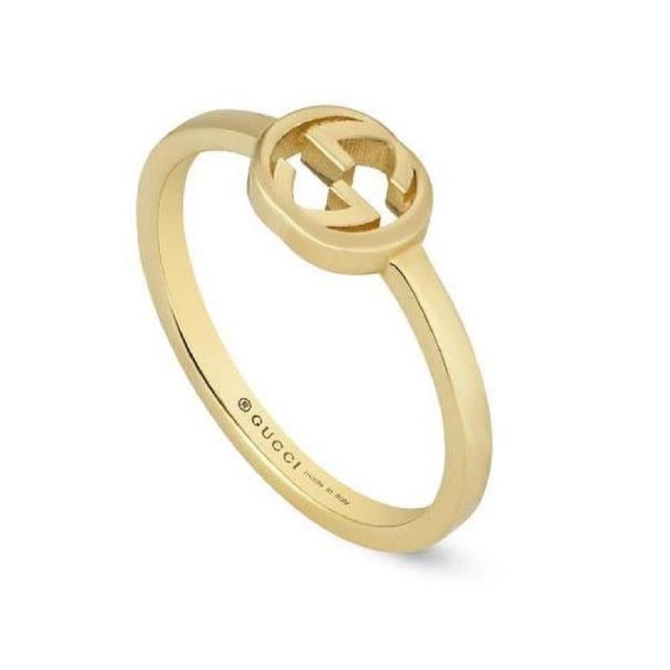 gucci yellow gold ring with interlocking g