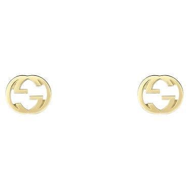 Gucci Interlocking G 18K Yellow Gold Stud Earrings YBD748543002 For Sale