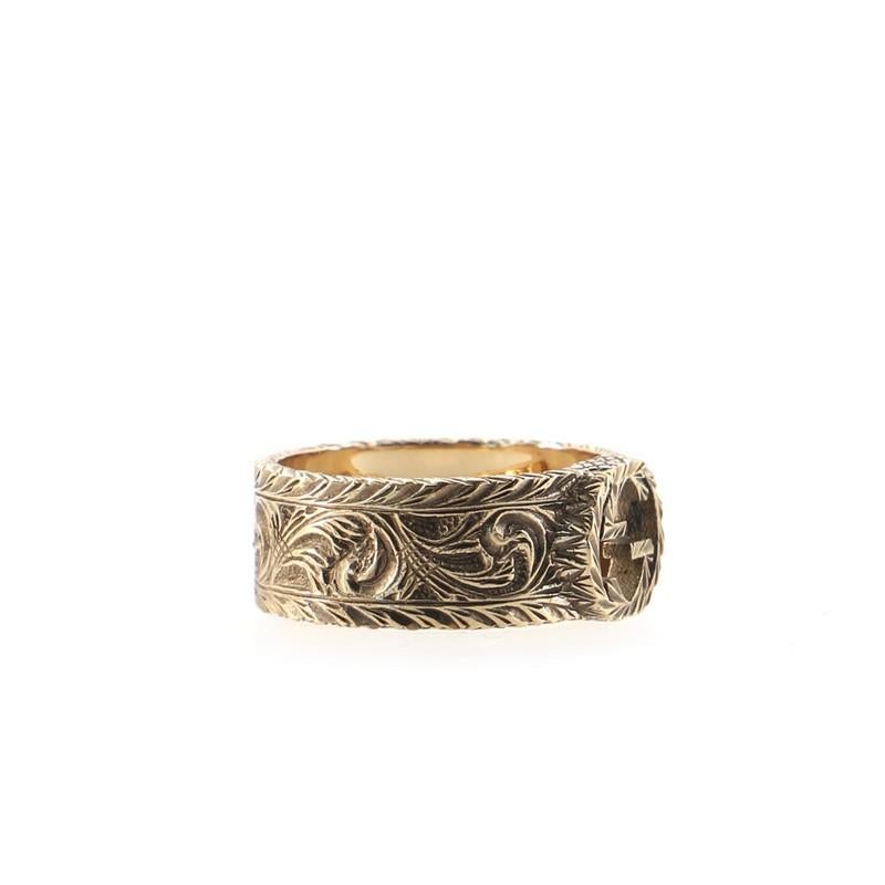 Gucci Interlocking G Arabesque Ring 18K Gelbgold breit im Zustand „Gut“ im Angebot in New York, NY
