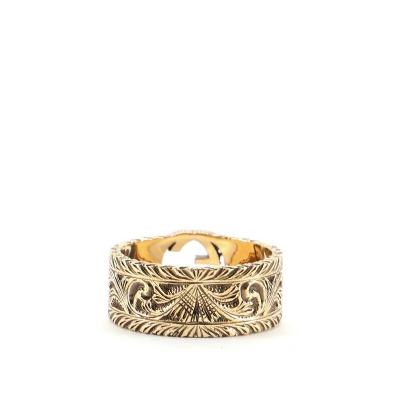 Gucci Interlocking G Arabesque Ring 18 Karat Gelbgold breit Damen
