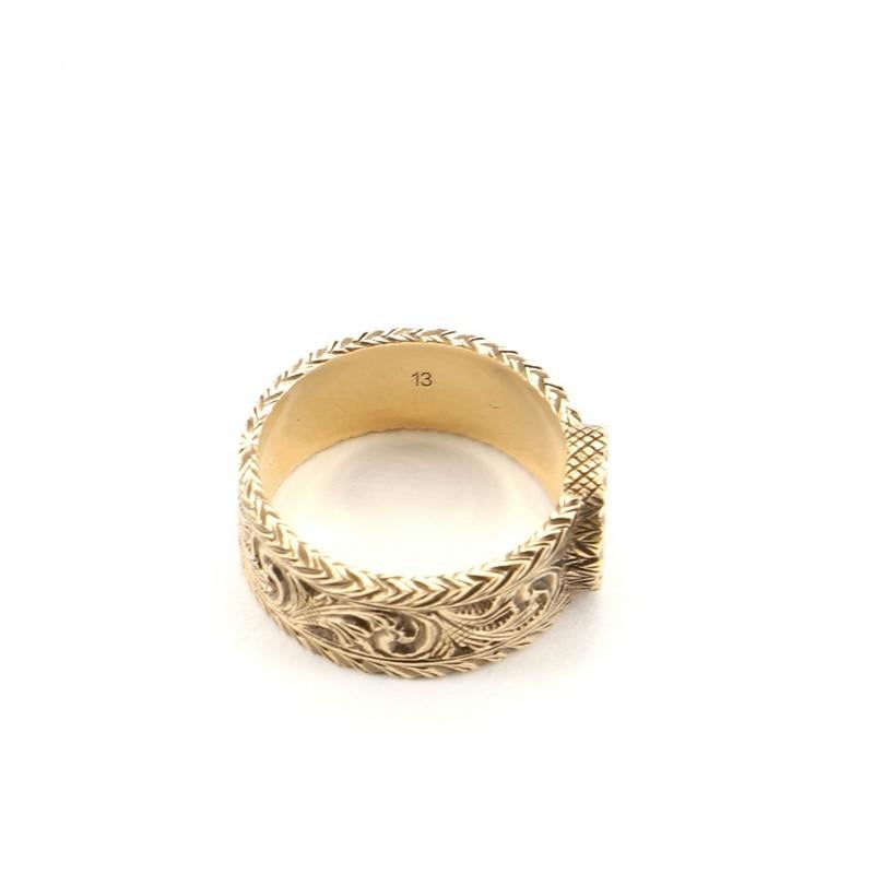 Women's Gucci Interlocking G Arabesque Ring 18 Karat Yellow Gold Wide