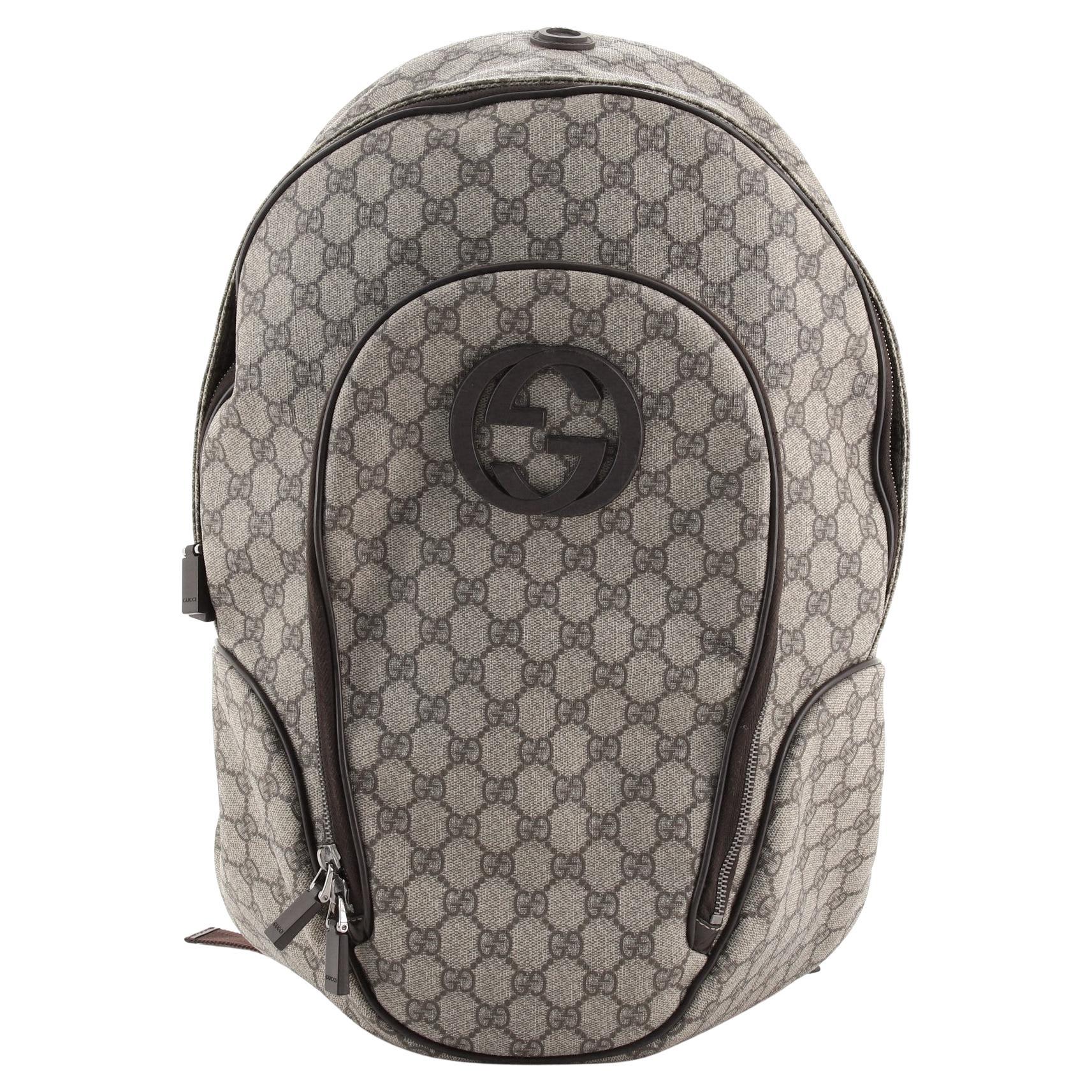 Backpack with Interlocking G in beige and white GG Supreme