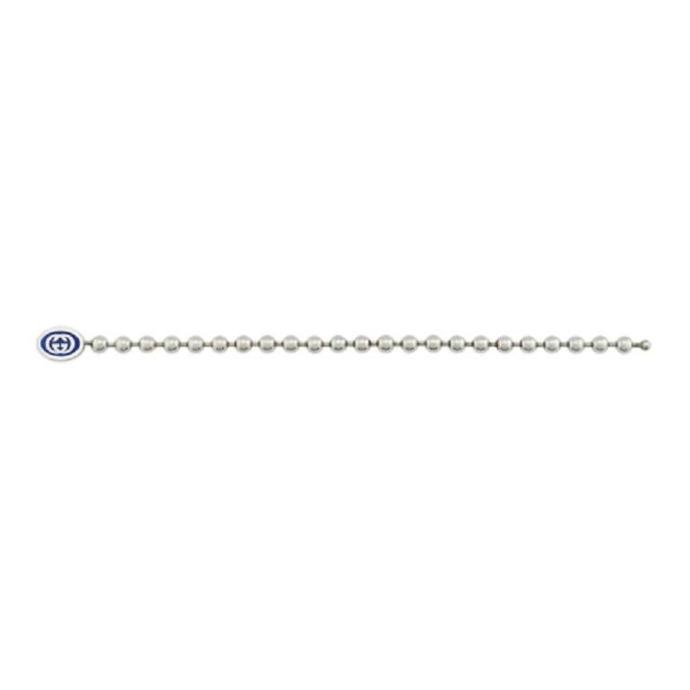 Gucci Interlocking G Boule Chain Sterling Silver Blue Enamel Bracelet YBA753437001

A contemporary collection elevating the basic bead silhouette, this bracelet can be worn every day for a touch of casual elegance, with additional styles featuring