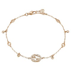 Gucci Interlocking G bracelet in Rose Gold and Diamonds Size 17 YBA729403001