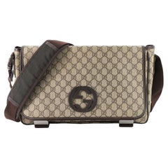 Gucci Interlocking G Buckle Messenger Bag GG Coated Canvas Medium