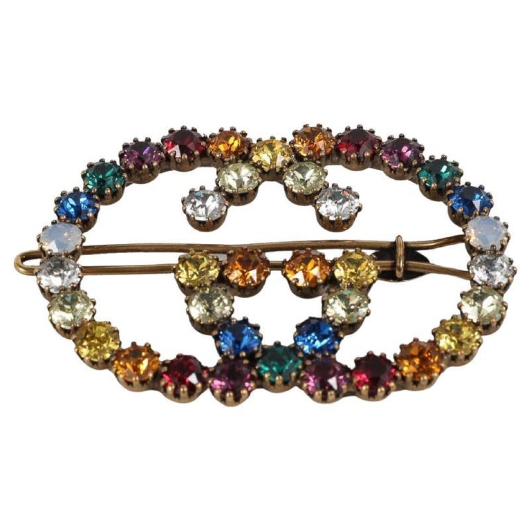 Gucci Interlocking G CrystalEmbellished Hair Clip For Sale at 1stDibs