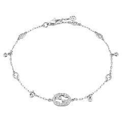 Gucci Interlocking G Diamond Bracelet in White Gold, Size 16 YBA729403003
