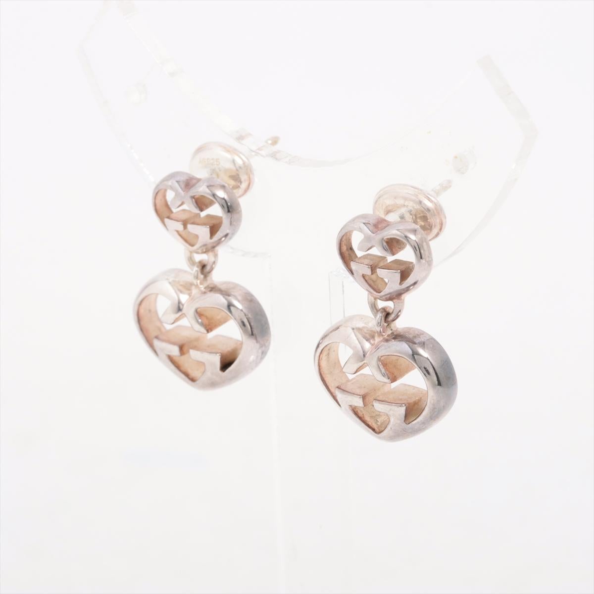 Donna Orecchini a goccia con cuore a forma di G intrecciata Gucci, A. Silver in vendita