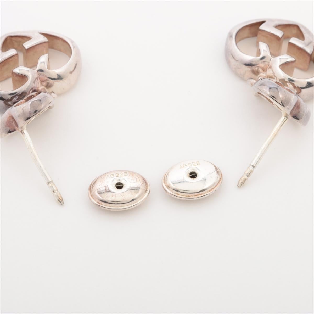 Orecchini a goccia con cuore a forma di G intrecciata Gucci, A. Silver in vendita 1