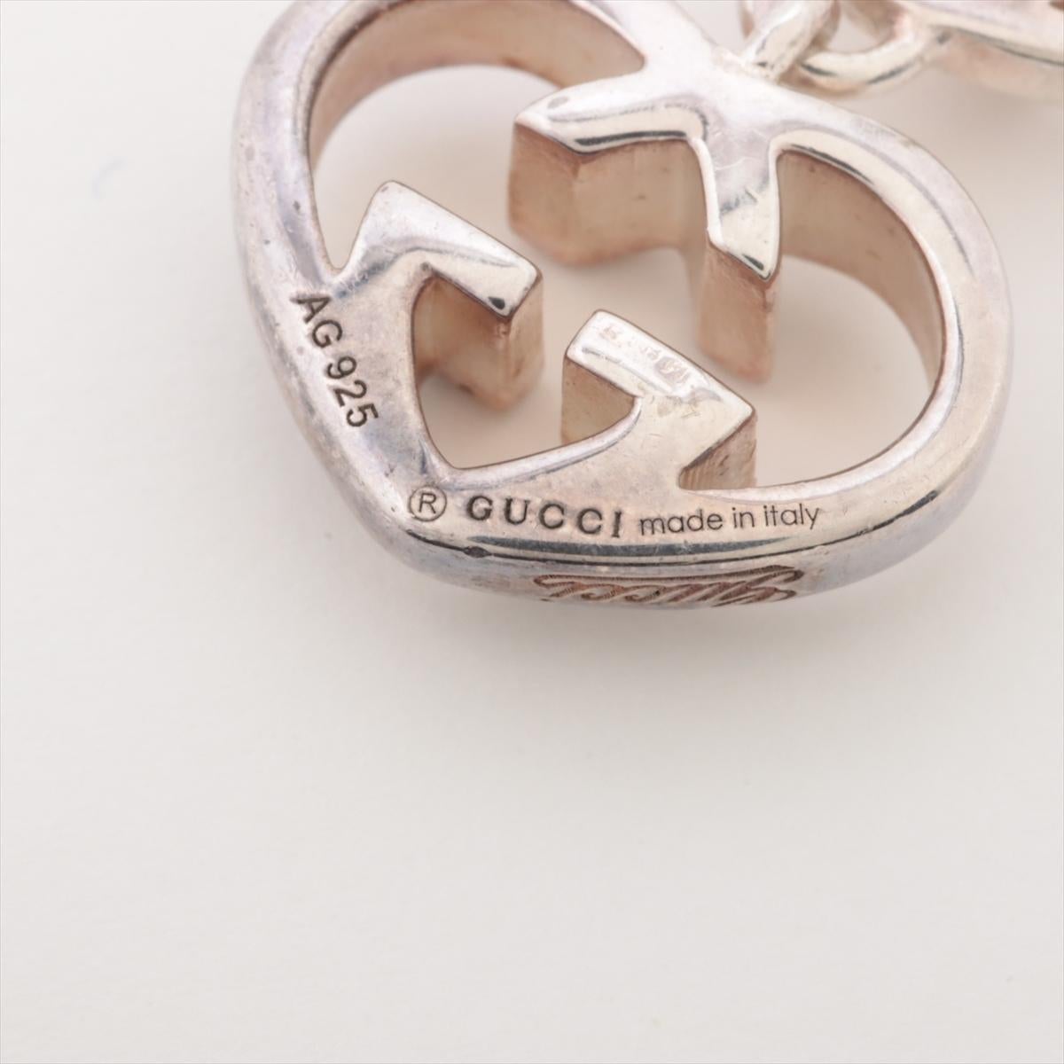 Orecchini a goccia con cuore a forma di G intrecciata Gucci, A. Silver in vendita 2