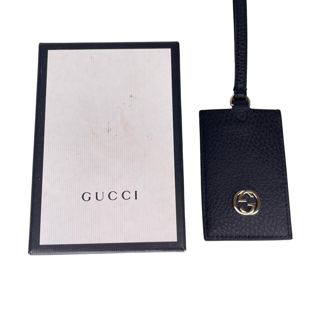 Gucci Ineinandergreifendes G-Leder-Gepäckanhänger, Schwarz für Damen oder Herren