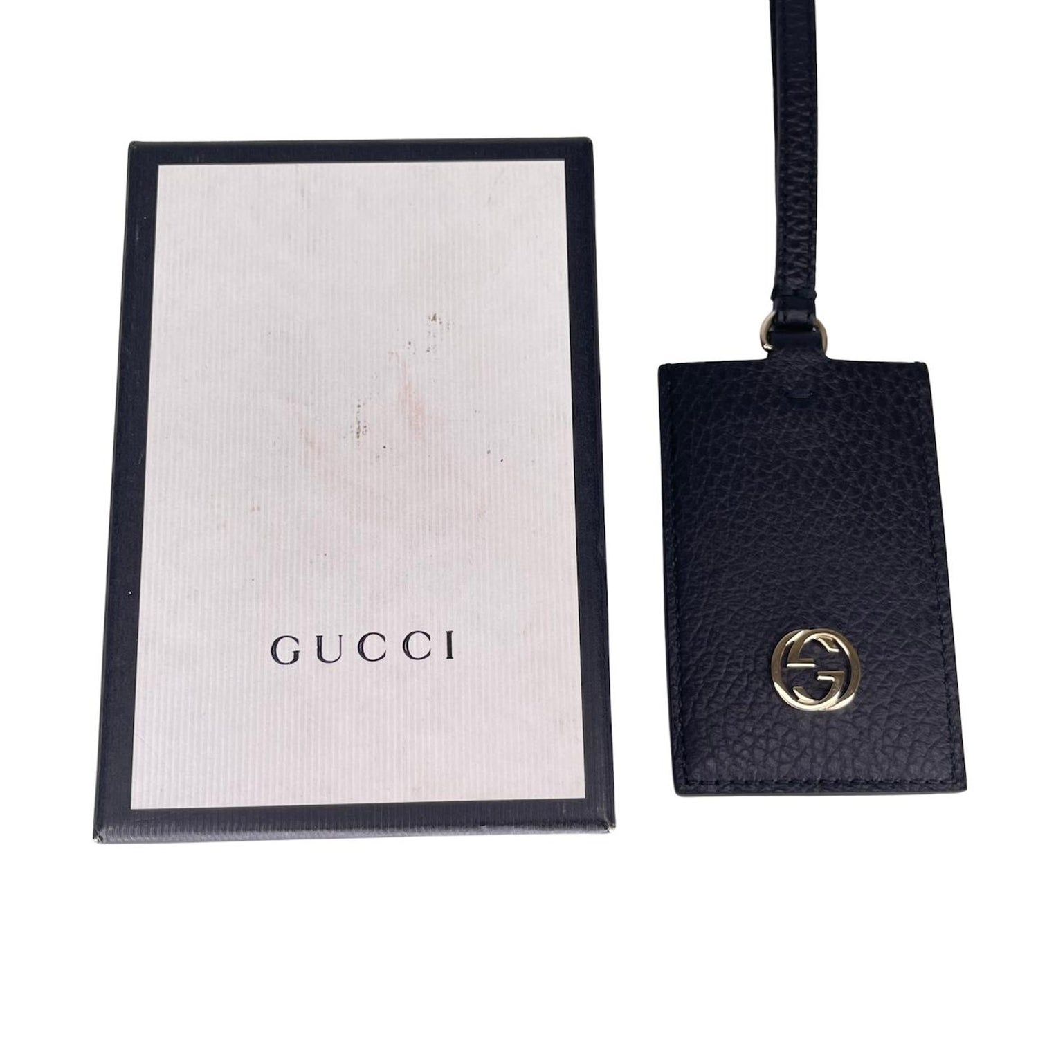 Gucci Interlocking G Leather Luggage Tag Black at 1stDibs | gucci luggage  tag
