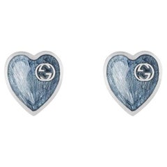 Gucci Boucles d'oreilles en forme de cœurs imbriqués G bleu clair YBD645547002