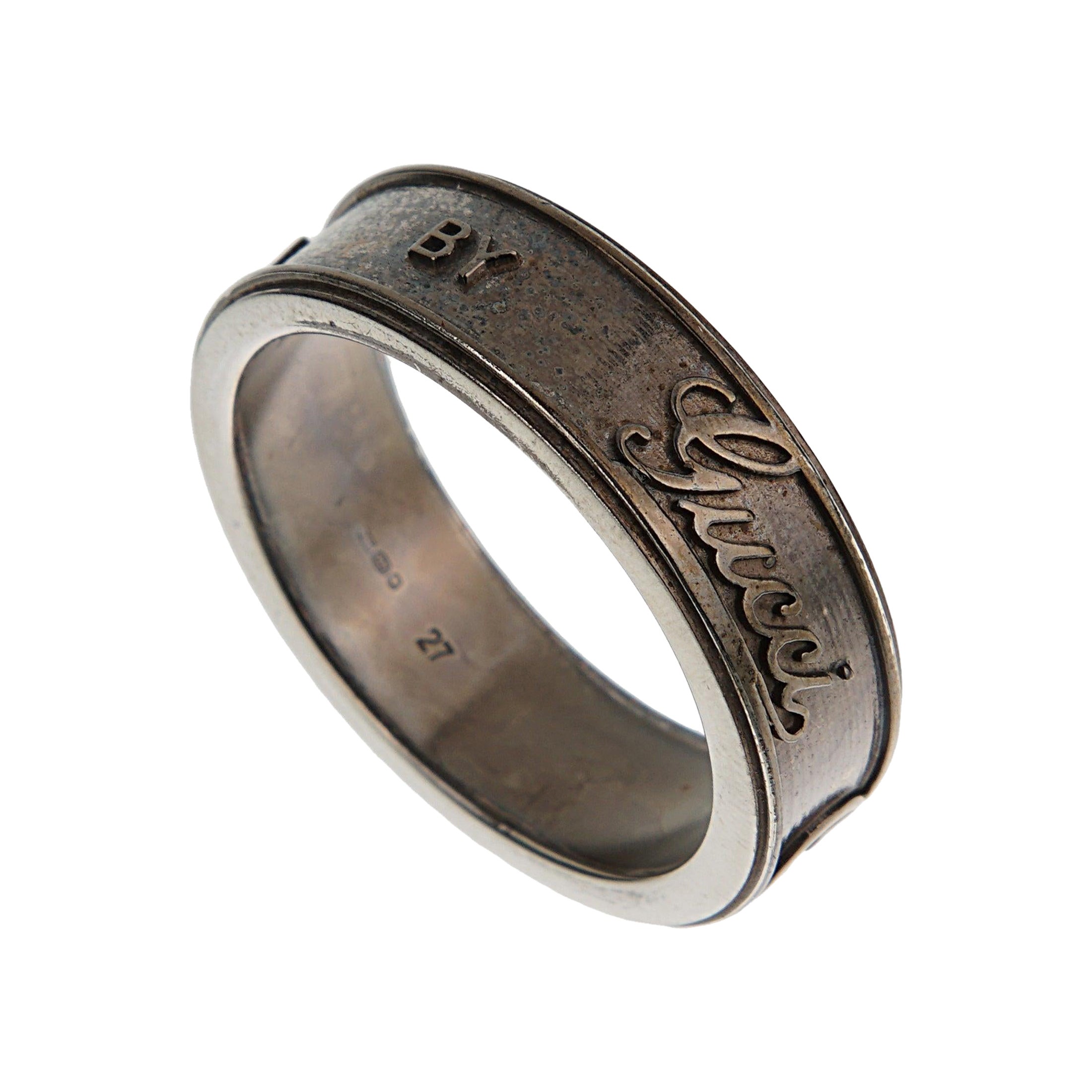 Gucci Anello doppio con logo G intrecciato A. Silver Anello Sz 11 3/4 in vendita