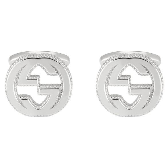 Gucci Interlocking G Motif Sterling Silver Cufflinks YBE499010001 For Sale