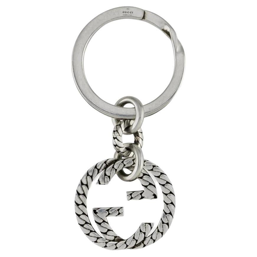 Gucci Interlocking G Motif Sterling Silver Keychain YBF678644001 For Sale