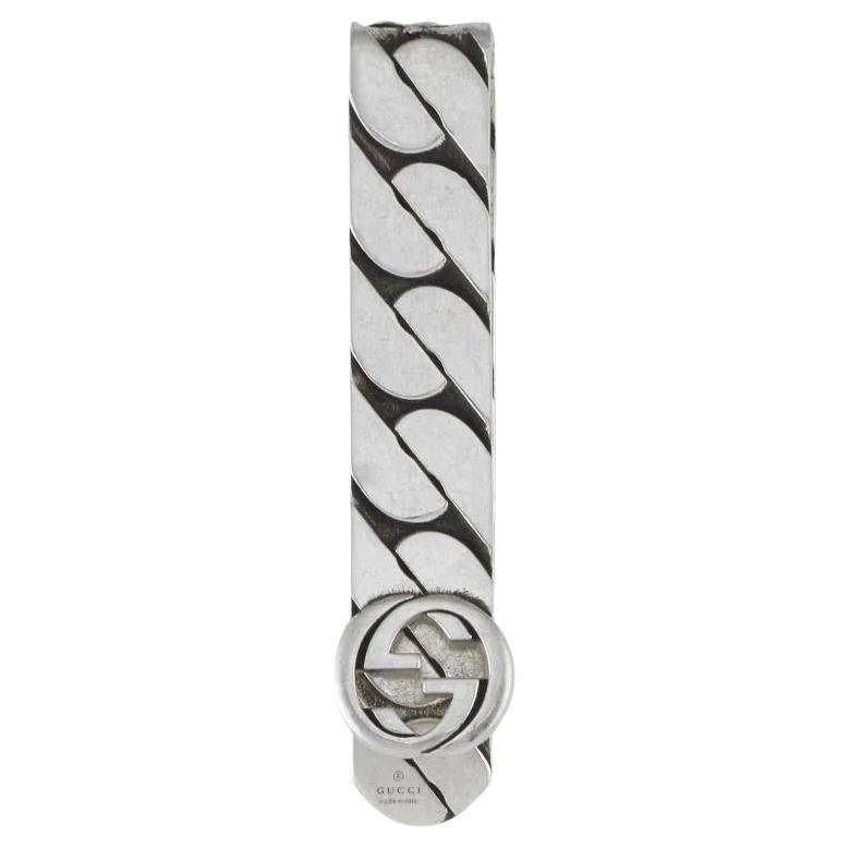 Gucci: Silver Interlocking G Tie Bar