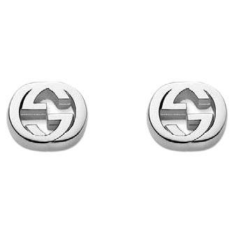 Gucci Interlocking G Motif Sterling Silver Rhodium Plated Earrings YBD356289001 For Sale