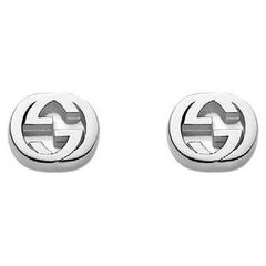 Gucci Interlocking G Motif Sterling Silver Rhodium Plated Earrings YBD356289001