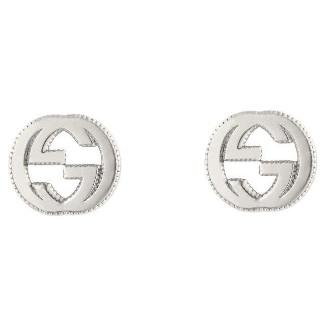 Gucci Interlocking G Motif Sterling Silver Stud Earrings YBD479227001 For Sale