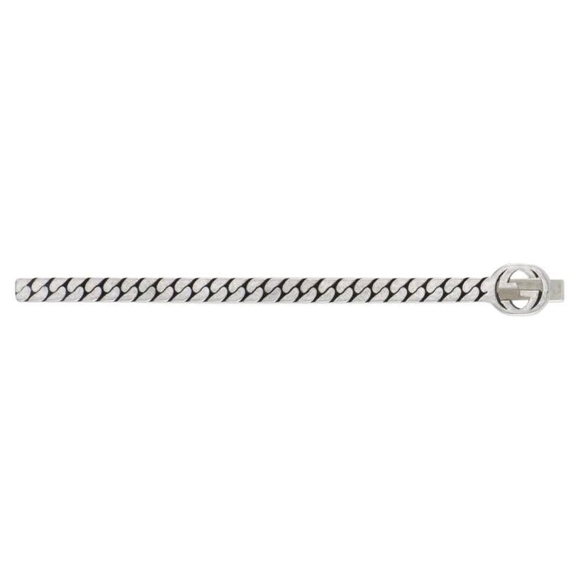 Gucci Interlocking G Motif Sterling Silver Tie Bar YBF678650001 For Sale