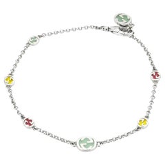 Used Gucci Interlocking G Multicoloured Enamel Sterling Silver Bracelet YBA728951001