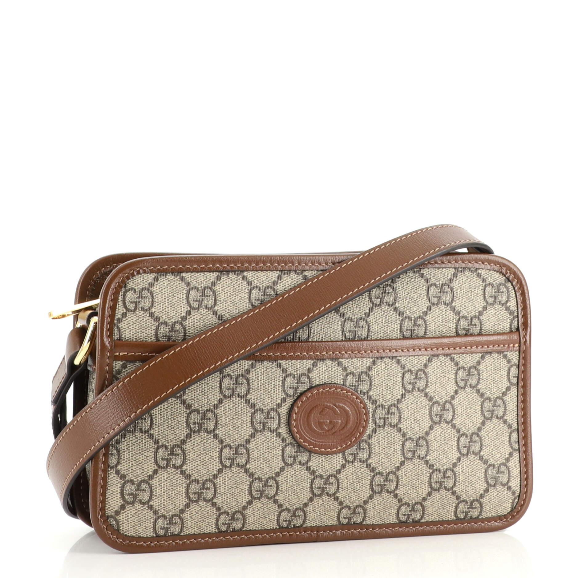 Gucci Interlocking G Patch Camera Bag GG Coated Canvas Mini In Good Condition In NY, NY