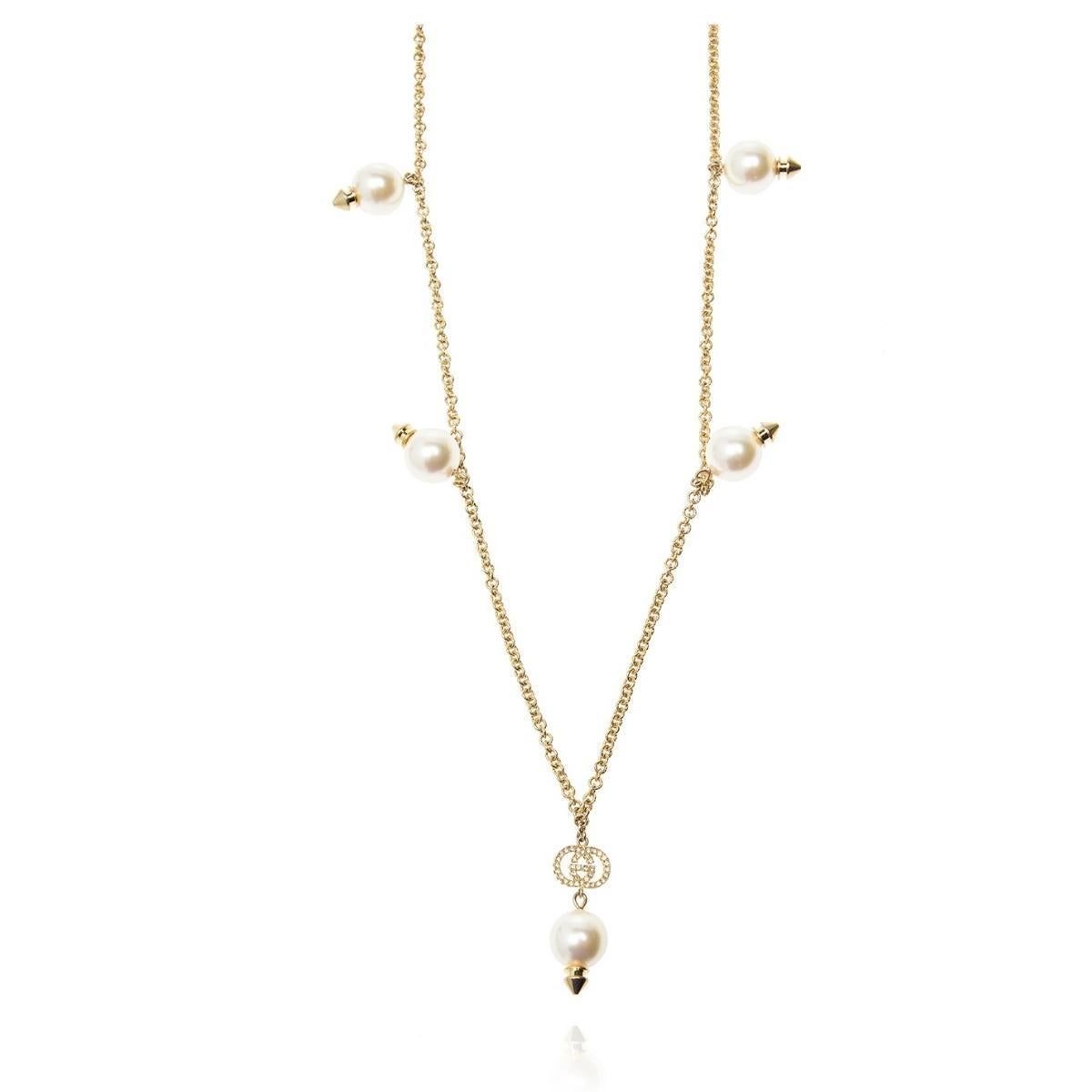 gucci interlocking g necklace with pearl