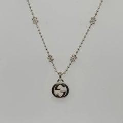 Gucci Interlocking G Pendant Necklace 925 Sterling Silver