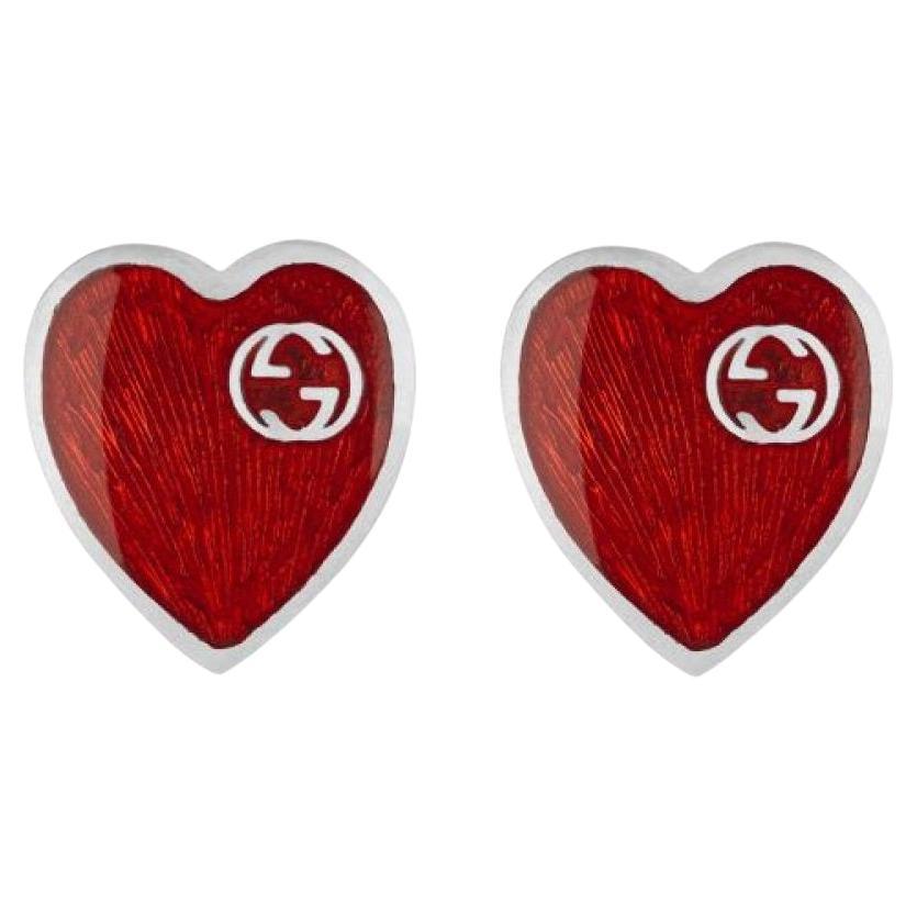 Gucci Interlocking G Red Heart Earrings YBD645547001