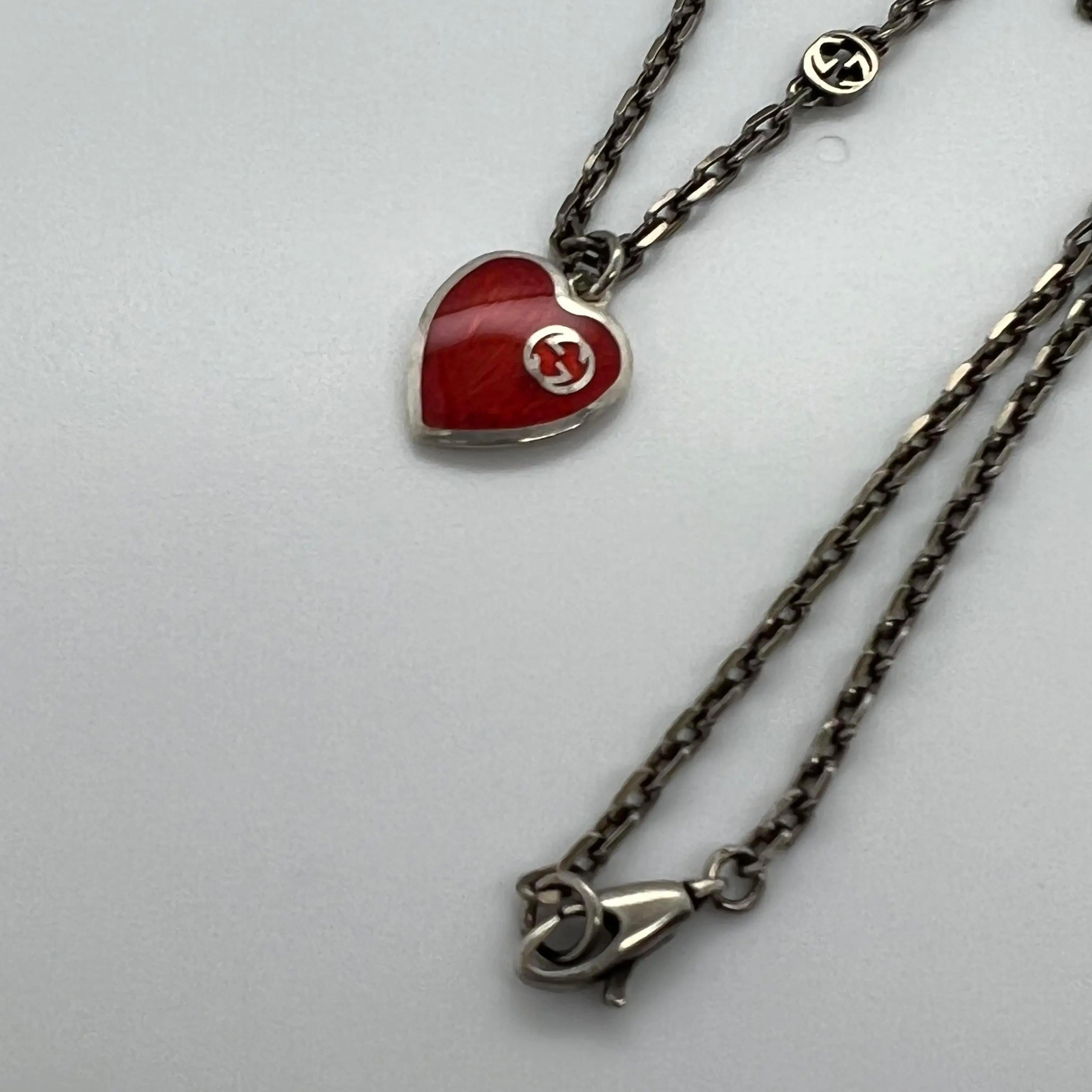 gucci red heart necklace
